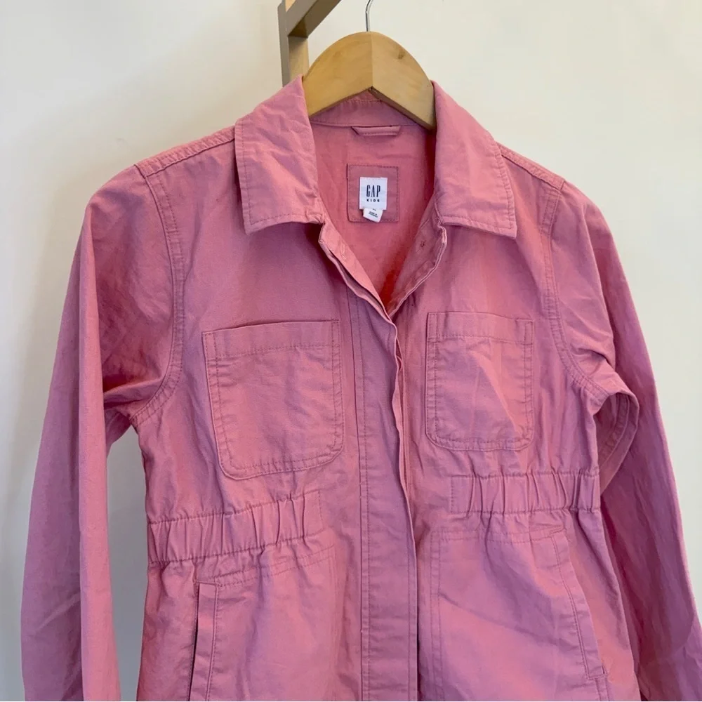 GAP Kids Girls Pink Utility Jacket XL 12-13 Years Mid-Length Casual Cotton